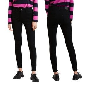 Levi’s 720 High Rise Super Skinny Jeans Size 31 Dark Black Ankle Length Denim